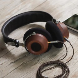 Wooden HiFi Dual Channel Audio Input Stereo Semi-Open Detachable Retro-Vintage Style Headphones