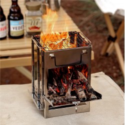 Outdoor Camping Stainless Stove - Mini Folding Charcoal Stove BBQ Grill