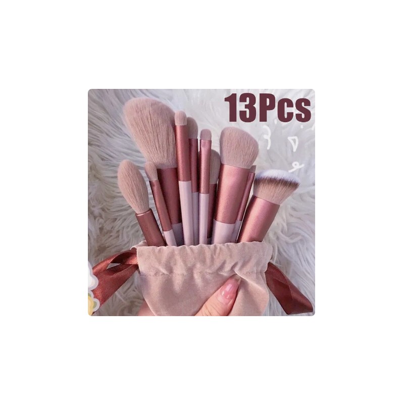 13 Piece Makeup Brushes - Red