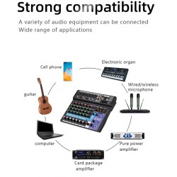 Professional 8-Channel Sound Mixing Console Supports Bluetooth USB 48V Power Interface