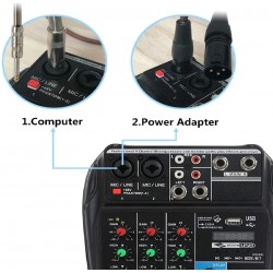 Audio Mixer 4-Channel Sound Mixing Console Supports Bluetooth