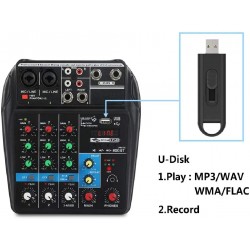 Audio Mixer 4-Channel Sound Mixing Console Supports Bluetooth