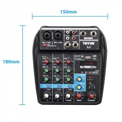 Audio Mixer 4-Channel Sound Mixing Console Supports Bluetooth