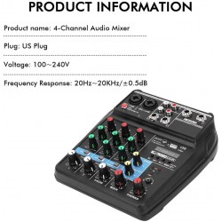 Audio Mixer 4-Channel Sound Mixing Console Supports Bluetooth