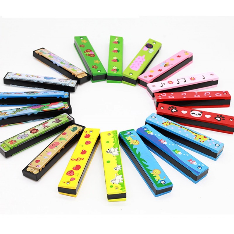 16 Hole Cute Harmonica Musical instrument Toy for Kids with Cartoon Patterns