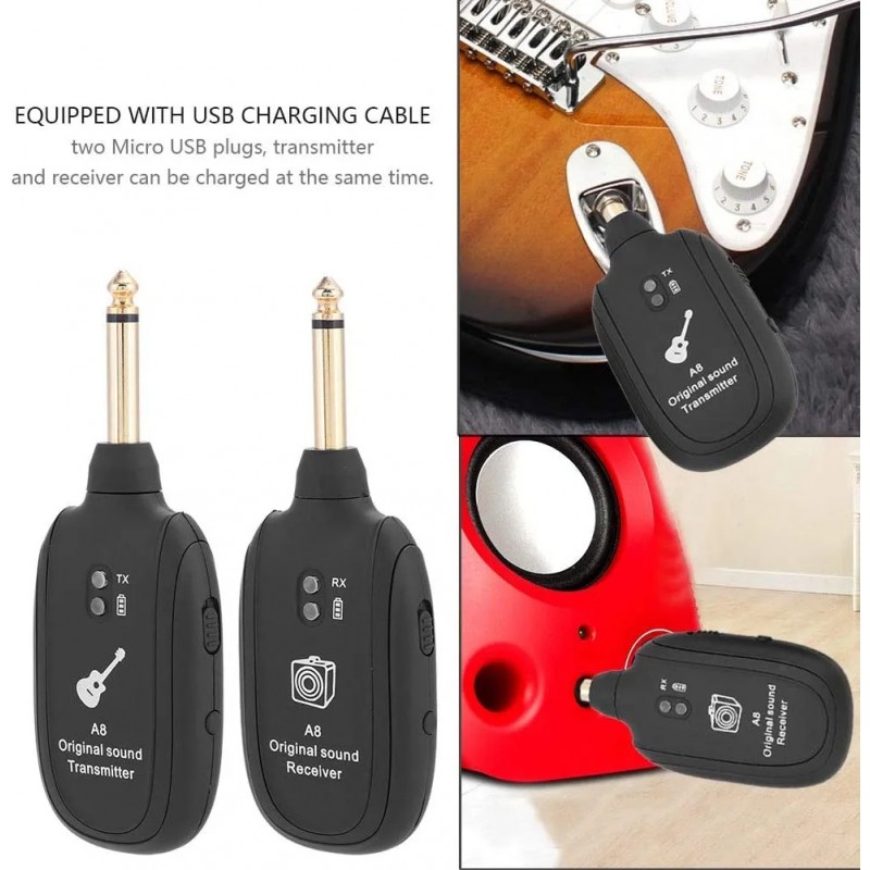 4 Channel Wireless Transceiver System for Electric Guitar Bass Violin